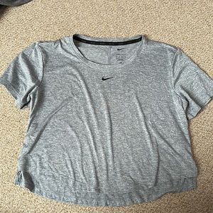 Women’s Nike Dri-Fit One Short Sleeve Crop Top (Grey, XS)